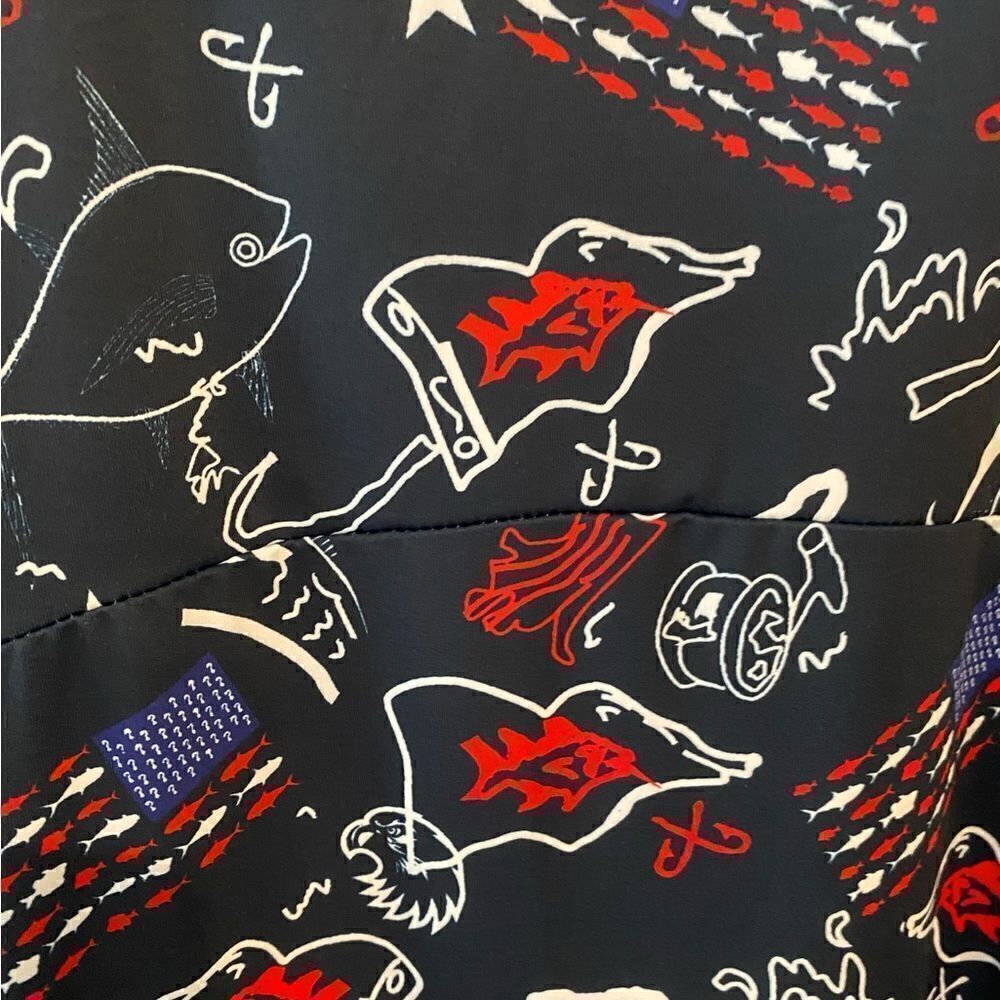 Magu Sz M Red White Blue Patriotic Fish Print Tank Style Vacation Dress - Picture 5 of 8